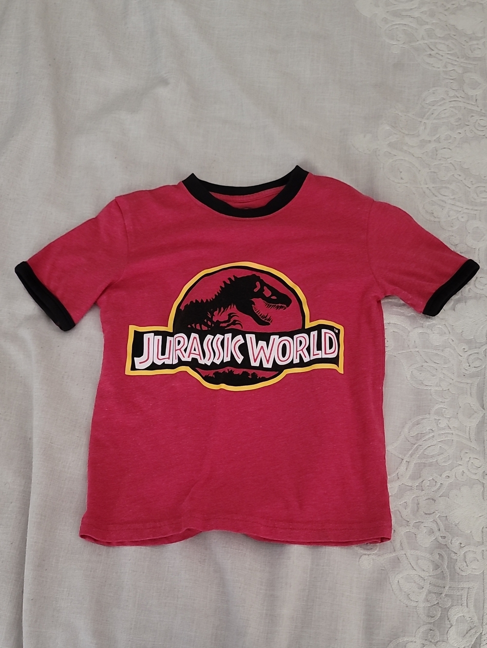 Kids' Red Ringer Jurassic World T‑Shirt, Size 4/5